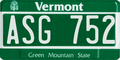 VT license plate ASG752