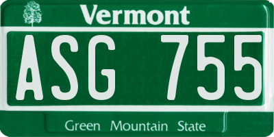 VT license plate ASG755