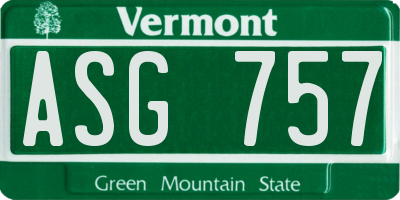 VT license plate ASG757