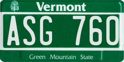 VT license plate ASG760