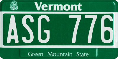 VT license plate ASG776