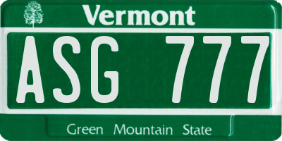 VT license plate ASG777