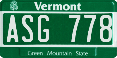 VT license plate ASG778