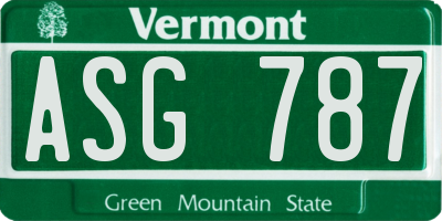 VT license plate ASG787