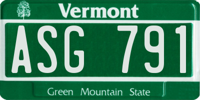 VT license plate ASG791