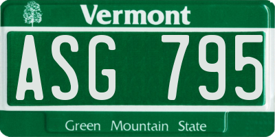 VT license plate ASG795