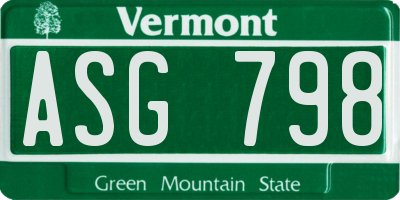 VT license plate ASG798