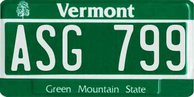 VT license plate ASG799