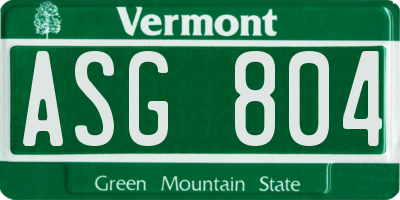 VT license plate ASG804