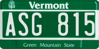 VT license plate ASG815