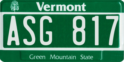 VT license plate ASG817