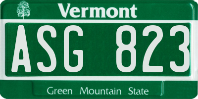 VT license plate ASG823
