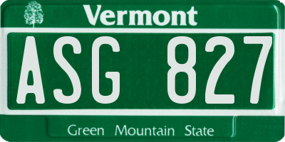 VT license plate ASG827