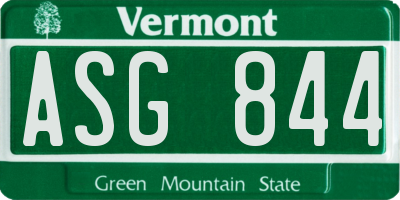 VT license plate ASG844