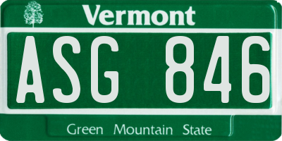 VT license plate ASG846