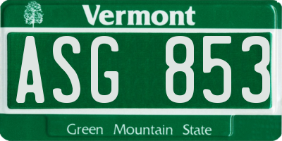 VT license plate ASG853