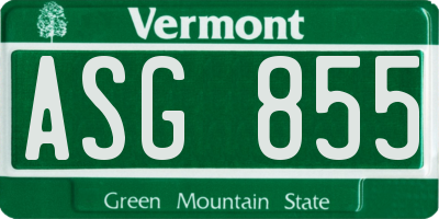VT license plate ASG855