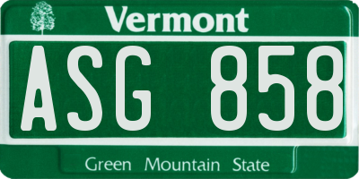 VT license plate ASG858