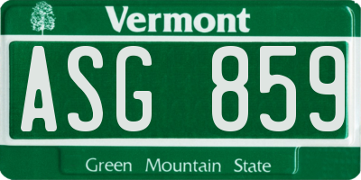 VT license plate ASG859