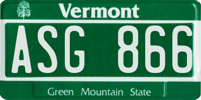 VT license plate ASG866
