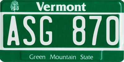 VT license plate ASG870