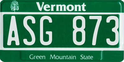 VT license plate ASG873