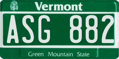 VT license plate ASG882