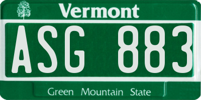 VT license plate ASG883
