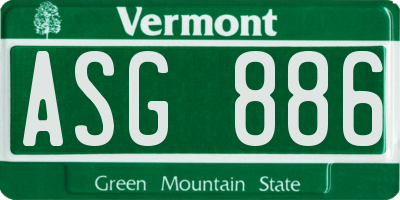 VT license plate ASG886