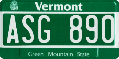 VT license plate ASG890