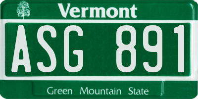 VT license plate ASG891
