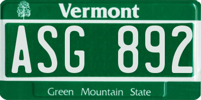 VT license plate ASG892