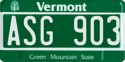 VT license plate ASG903