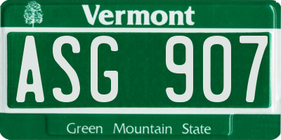VT license plate ASG907