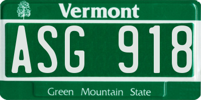 VT license plate ASG918