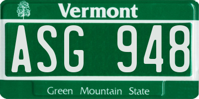VT license plate ASG948