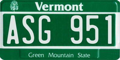 VT license plate ASG951