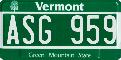 VT license plate ASG959