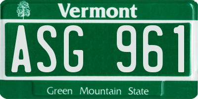 VT license plate ASG961