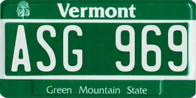 VT license plate ASG969