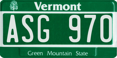 VT license plate ASG970