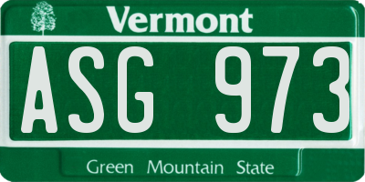 VT license plate ASG973