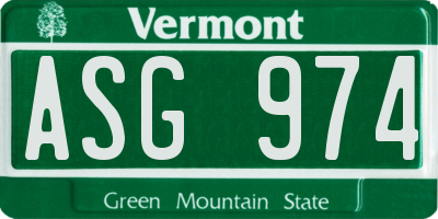 VT license plate ASG974