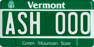 VT license plate ASH000