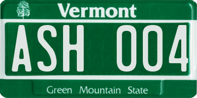 VT license plate ASH004