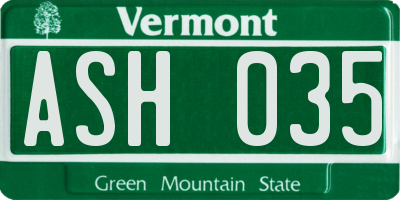 VT license plate ASH035