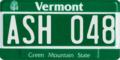 VT license plate ASH048