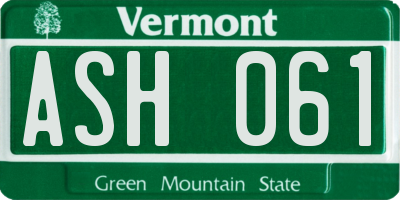 VT license plate ASH061