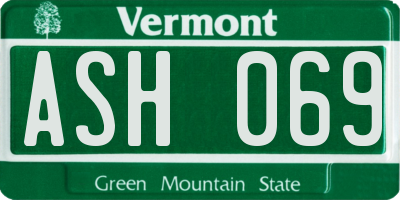 VT license plate ASH069