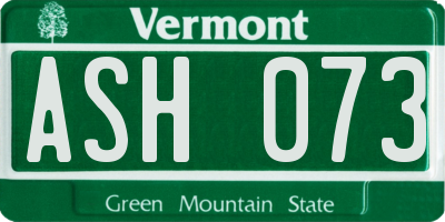 VT license plate ASH073